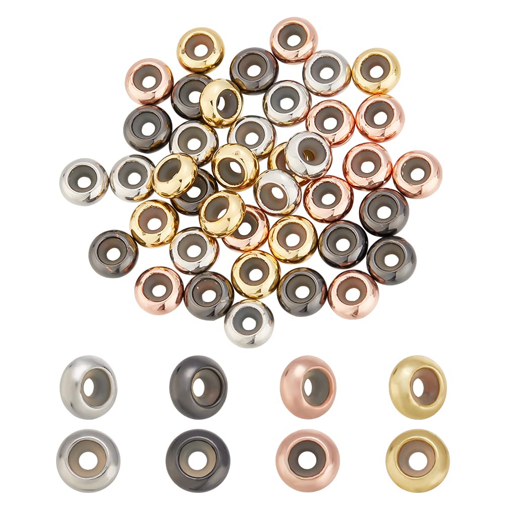 SUPERFINDINGS 40Pcs 7mm Stopper Beads with Rubber Inside, 4 Colors, Adjustable Slider Clasps, Round Beads for DIY Crafts Jewelry Making, Hole:2mm