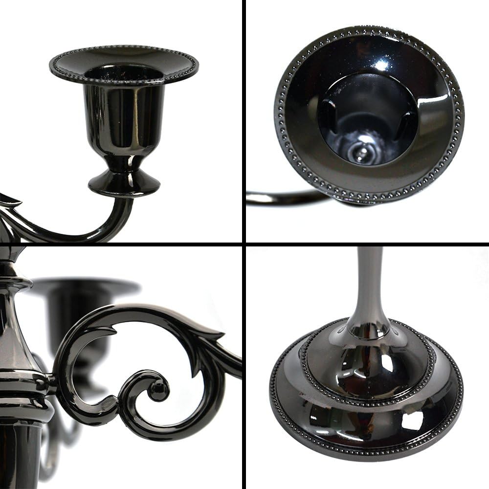 Honysky 5-Candle Metal Candelabra Candlestick Holders 10.6 inch Tall Candle Holder Wedding Event Candelabra Candle Stand (Black Candelabra): Home & Kitchen
