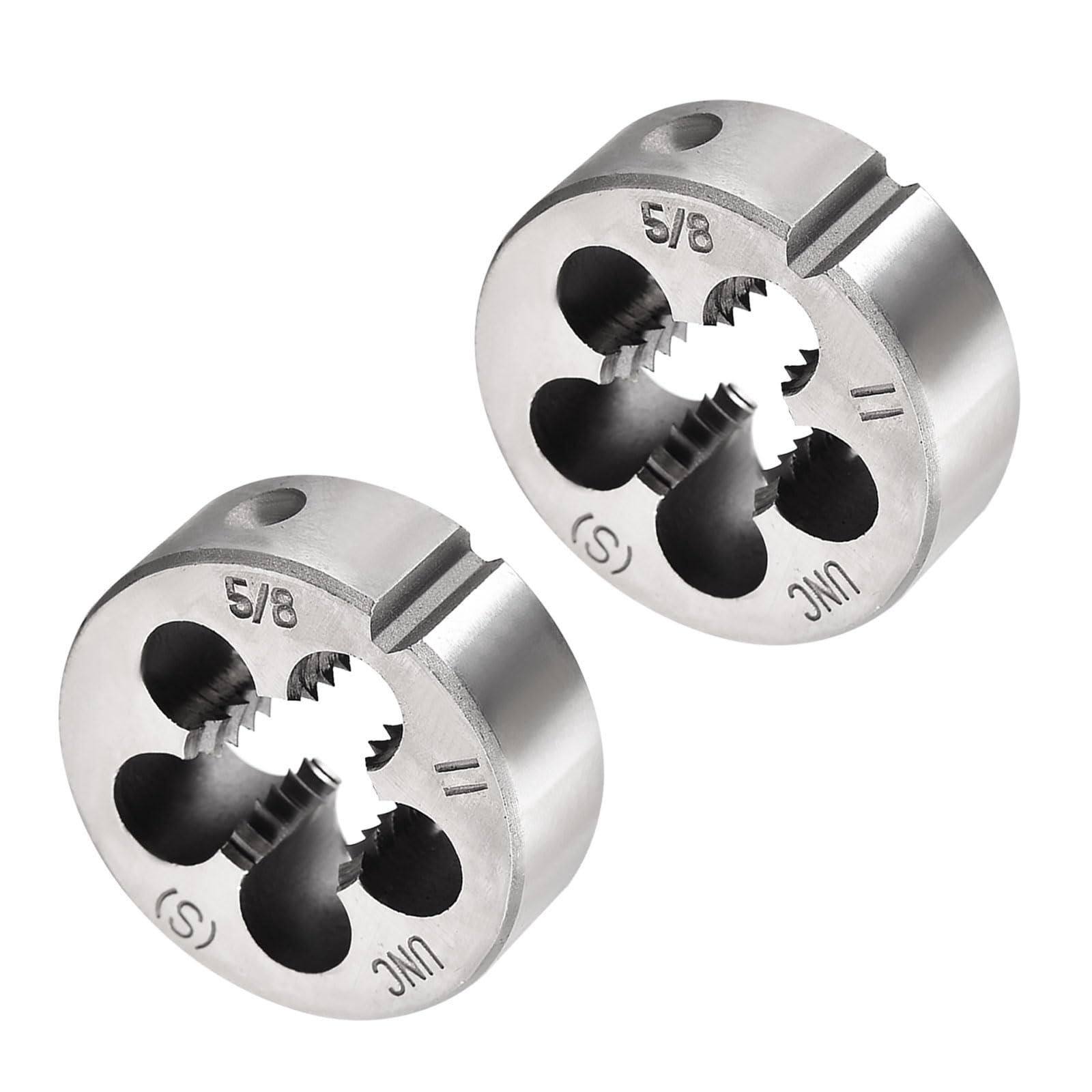 CoCud Round Thread Repair Die, 5/8-11 UNC Die 38mm OD, Alloy Tool Steel Right Hand Cylindrical Pipe Threading Tool with 5 Chip Holes - (Applications: for Threading Repairing), 2pieces — image 1