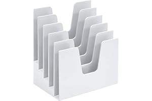 Acrimet 5 Section Incline File Sorter Organizer, Mail, Folder, Letter Desk Organizer, Rack for Office Organization Desktop (Plastic) (White Color)