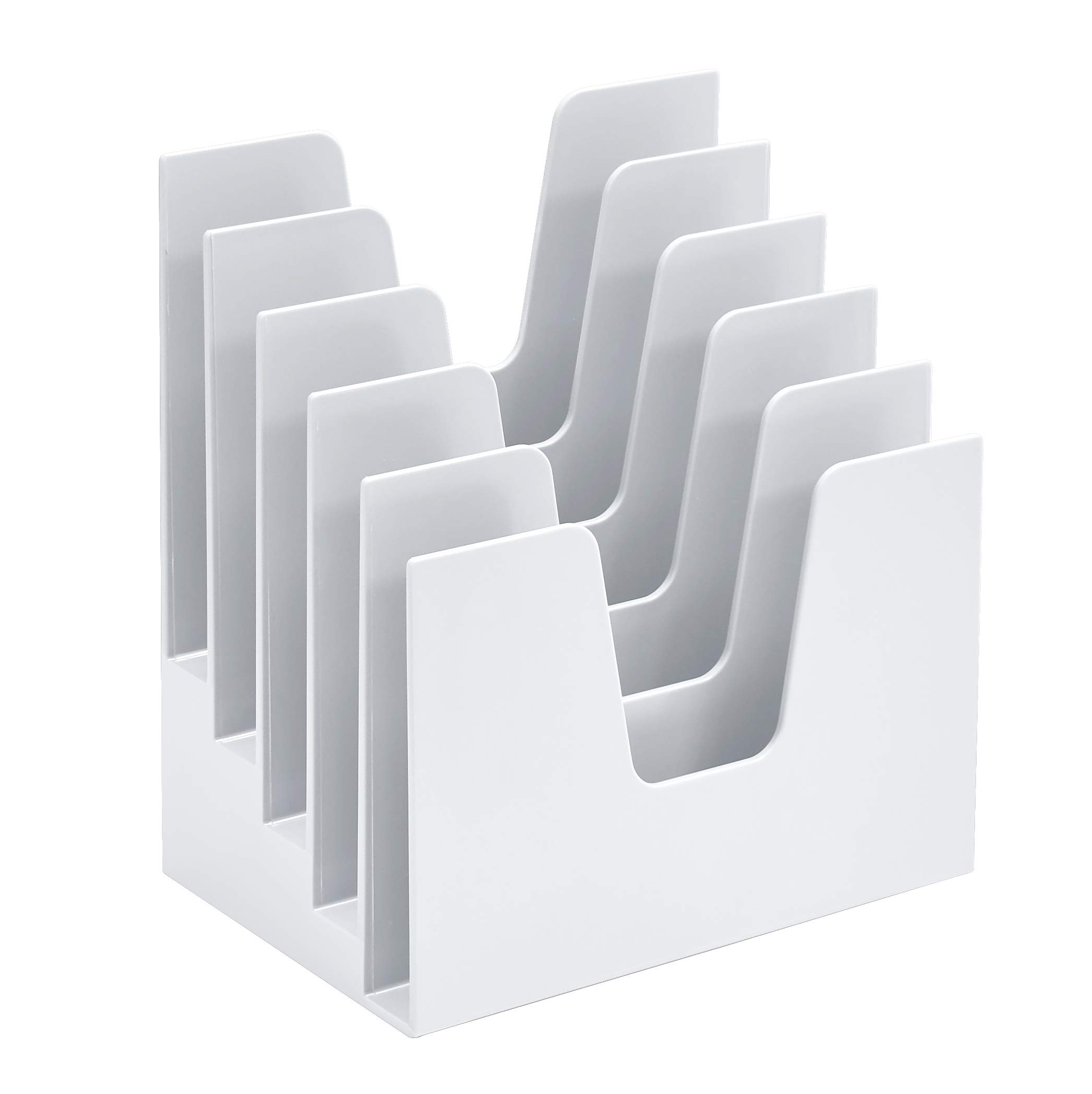 Acrimet 5 Section Incline File Sorter Organizer, Mail, Folder, Letter Desk Organizer, Rack for Office Organization Desktop (Plastic) (White Color)