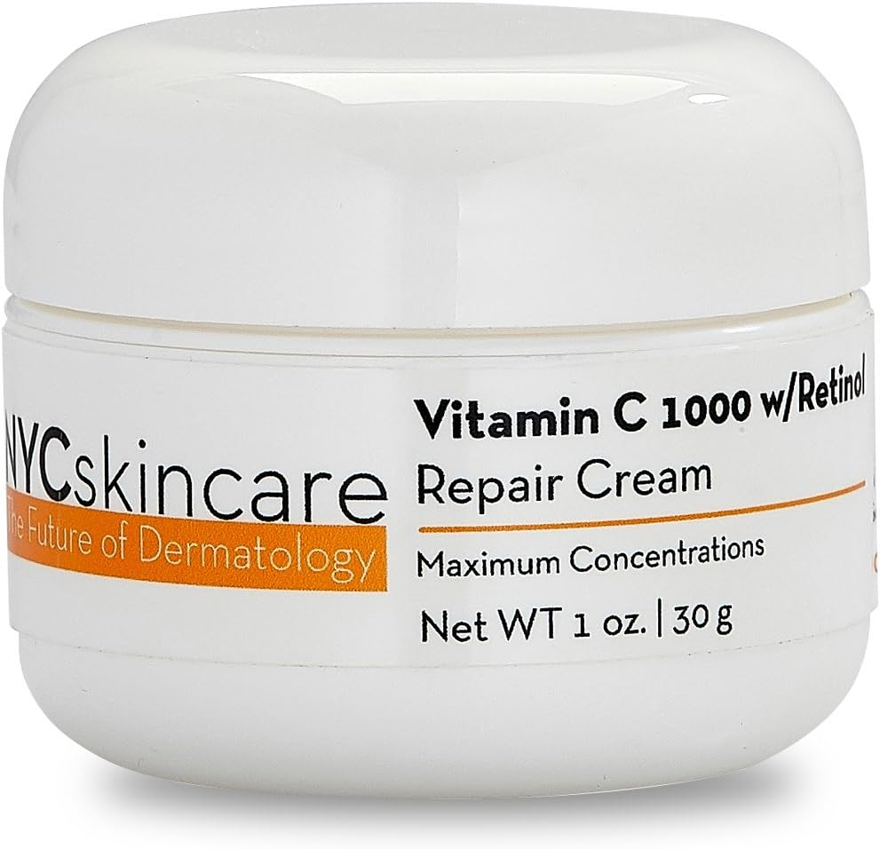 Vitamin C w/Retinol 1,000 Cream for Face | w/Jojoba Oil, Squalane & Antioxidants | Professional Quality | May Help Smooth Appearance of Fine Lines & Wrinkles, Brightens Complexion 1oz