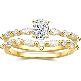 ZLAEBL 1.5ct Engagement Rings for Women Oval Cut Moissanite Bridal Ring Sets 925 Sterling Silver Ring Wedding Band Solitaire Halo Promise Ring for Women