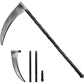 Jendfert Halloween Grim Reaper Scythe Prop, Faux Scythe Blade &amp; Adjustable Handle, 31.5 inch Grim Reaper's Weapon for Halloween Party Costume