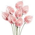 Ling's Moment Artificial Anthurium Plants, 8pcs Shabby Blush Silk Filler Flower, Pink Faux Greenery Stems for DIY Wedding Bouquets Centerpieces Arrangements Bridal Shower Party Home Decorations