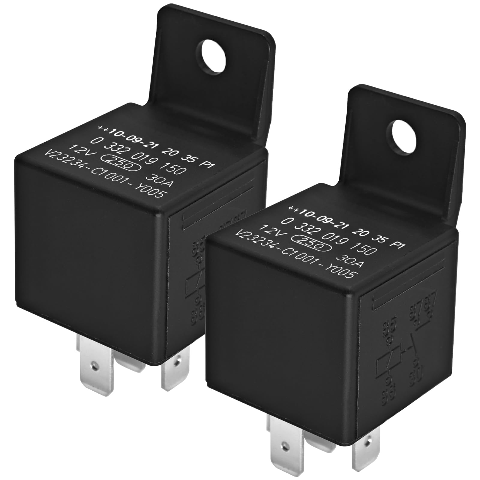 Photo 1 of 0332019150 Normal Open Mini Relay (Pack of 2) - 12V 30A 5 Pins Automotive Relay