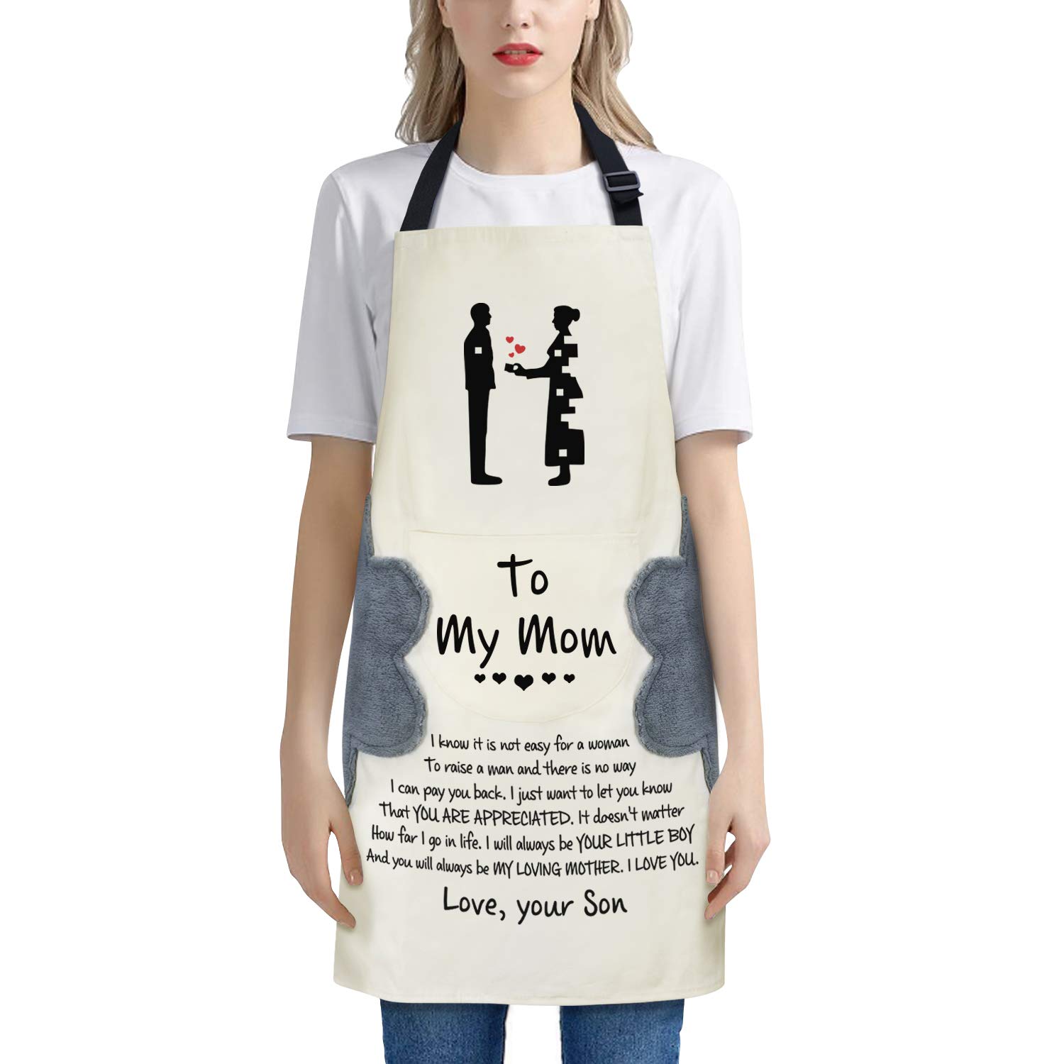 Kenon Custom Apron with Pocket, can Wipe Hands, Personalised Kitchen Aprons Adjustable Apron Waterproof Cooking Kitchen Chef Aprons, Cooking Apron, for Home, Restaurant, Craft, Garden