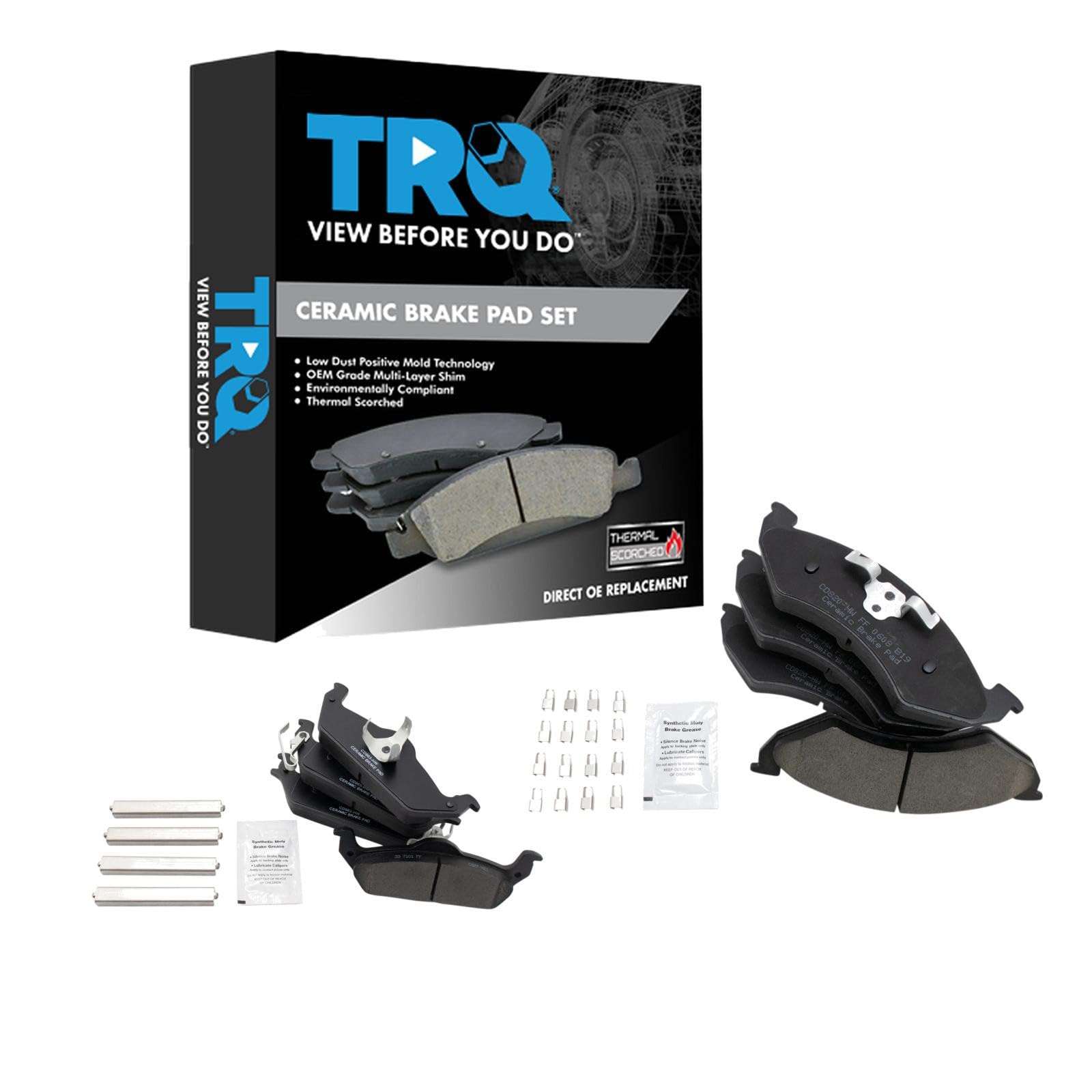TRQ Brake Pads Ceramic Compatible with 2002 Dodge Dakota Image