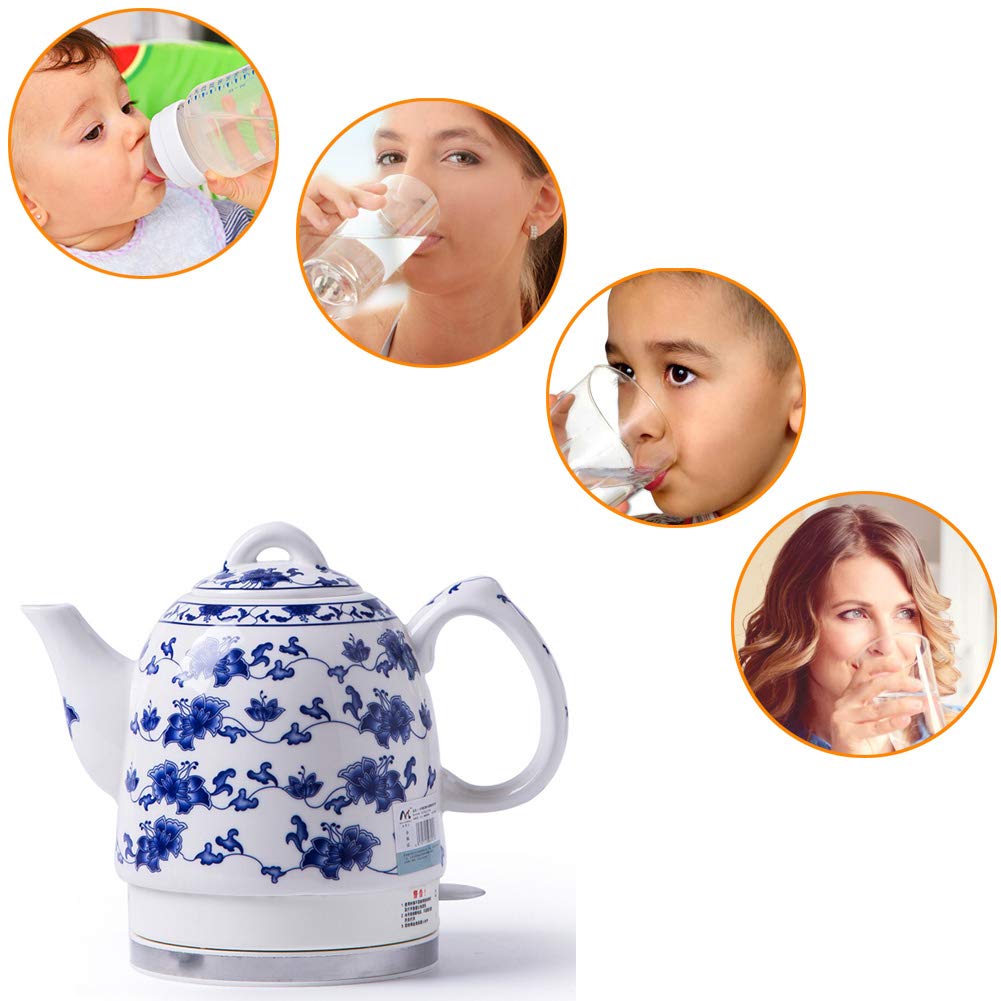 Zjhtk 1 5l Ceramica Hervidor Electrico 1350w Tetera Electrica Inoxidable Apagado Automatico Y Sistema De Proteccion Contra La Ebullicion En Seco Libre De Bpa Ultra Silencioso A Hogar Y Cocina Cafe Y Te