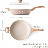 SENSARTE Ceramic Nonstick Frying Pan with Lid 30cm 4.7L Induction Pan view 2