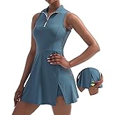 CUGOAO Womens Tennis Dress Golf Dress Workout Dress with Shorts and Pockets for Sleeveless Athletic Dresses