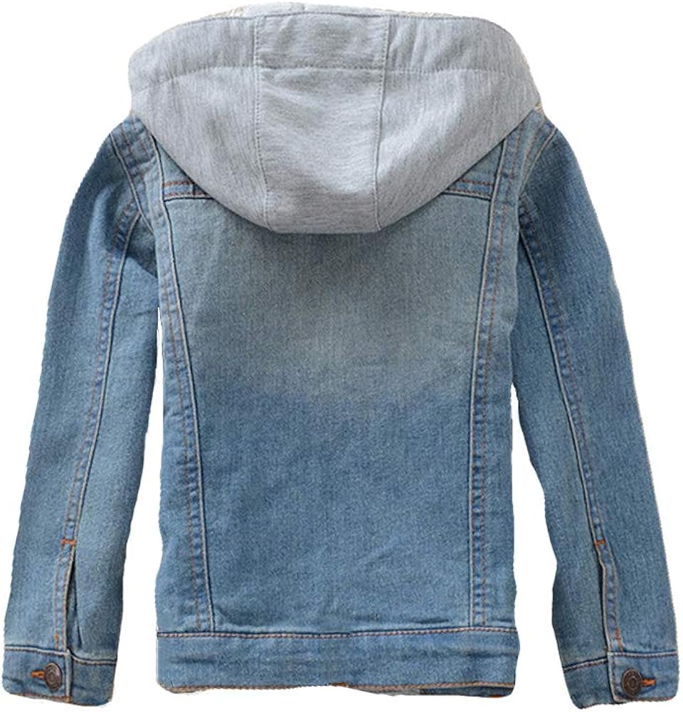 Mallimoda Kids Boys Girls Hooded Denim Jacket Zipper Coat Outerwear: Clothing