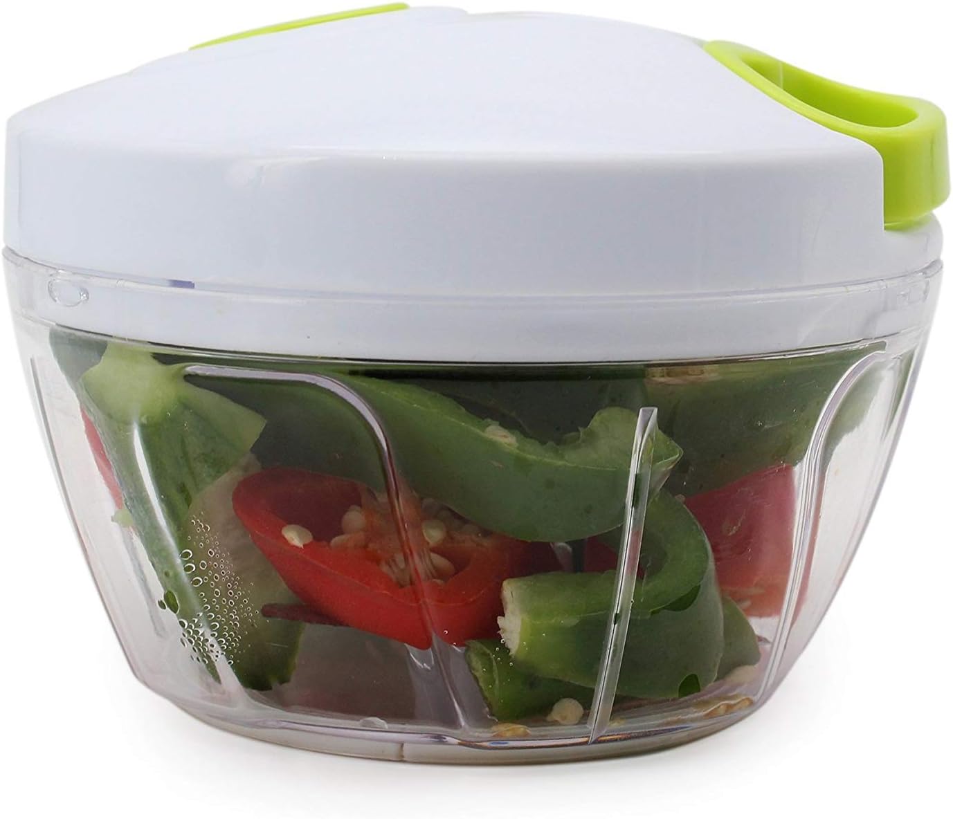 Arc Shaped Blade Manual Food Chopper Compact & Hand Held Vegetable Dicer, Mincer, Blender to Chop Fruits, Vegetables, Nuts, Herbs, Onions, Garlic for Salsa, Salad, Pesto, Coleslaw, Puree 16 Oz