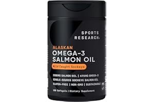 Sports Research® Salmon Oil - Single-Source Wild Alaskan Sockeye | 2500 mg per Serving w/EPA & DHA Fatty Acids | MSC Certified - 180 Count Softgels