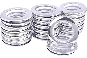 Ailejia 20 Pack Curtain Grommets Lnner Diameter Silencer Sliding Large Grommets Sheers Grommets Reusable Silencer Sliding Easy Snap Install Silver 1.7 Inch Grommet Kit Fasteners (Bright Silver)