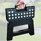 Armo Home Folding Stool Step Down Footstool Carry Handle Black view 3