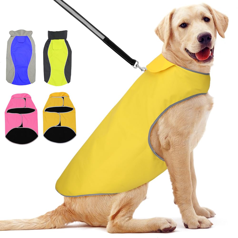 YFbrite Waterproof Dog Coat - Lightweight Pet Raincoat | Adjustable Warm Jacket | Dog Cloth for All Breeds Sizes (Yellow, Medium) — image 1