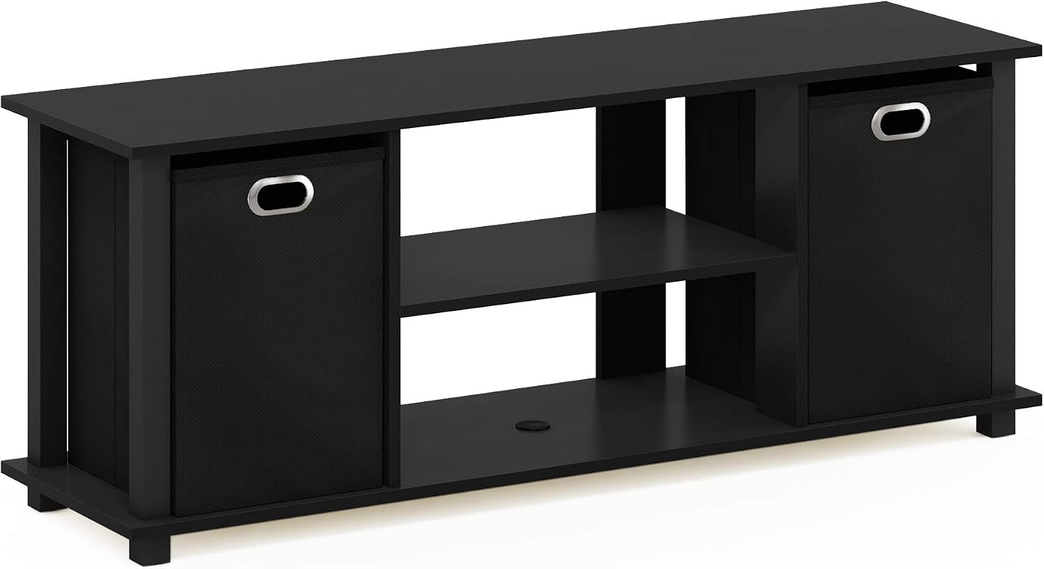 Furinno ECON TV Stand, Entertainment Center, TV Console for TV up to 46 Inch with Storage Bins, for Living Room Bedroom, Black
