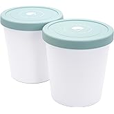 Kanudle Ice Cream Containers (2 Pack - 1 Quart Each) Perfect Freezer Storage Container Tubs with Silicone Lids for Ice Cream,