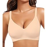 HEPOE Bras for Women, Seamless Push Up Everyday Full Coverage Bra, Wireless Sport Bralette——Nude, X-Large