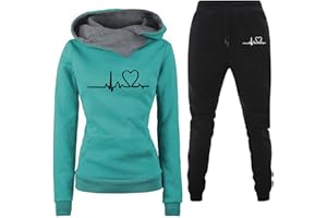 Gcvizuso Sweatsuits for Women 2 Piece Fall Outfits Casual Long Sleeve Hooded Suits with Pocket 2023 Fashion Jogger Pant