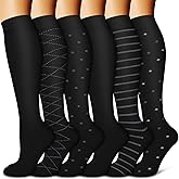 BLUEENJOY Copper Compression Socks for Women & Men (6 pairs) - Best Support for Nurses, Running, Hiking, Recovery
