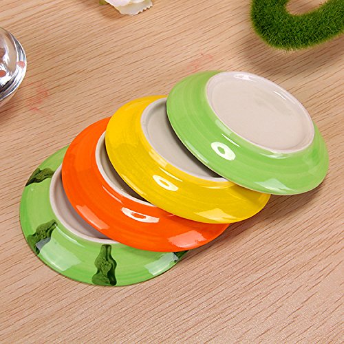 image for XDOBO 4Pcs Cute Fruit Pattern Ceramics Seasoning Dishes/Tea Bag Holder