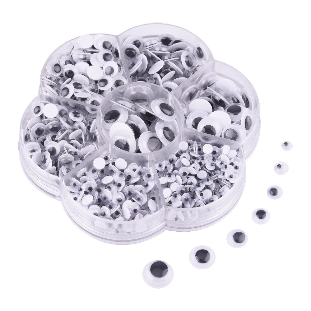 KUUQA 700 Pieces Mixed Wobbly Wiggle Googly Eyes Sew on Eyes Self-Adhesive DIY Scrapbooking Crafts (Assorted Sizes)