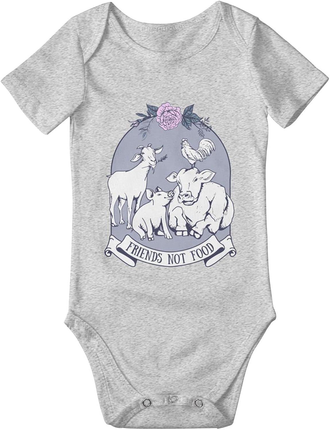 Friends, Not Food Baby Onesies Short Sleeve Bodysuits Babys Cute Bodysuit Pajamas