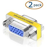 SVGA Connector, WOVTE DB HD New 15 VGA SVGA KVM Female to Female Gender Changer Adapter Coupler Pack of 2