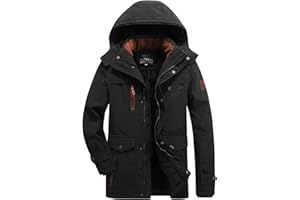 Men's Heavy Winter Coat with Wool Lining, Hooded Extreme Cold Weather Parka Jacket for Men, Windproof Plus Size