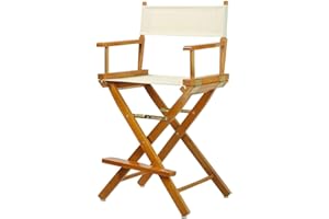 HomeStock Director's Chair with Built-in Armrests and Foldable Design for Easy Storage, Lightweight Durable Frame Perfect for Indoor or Outdoor Seating Natural/Wheat Canvas/24 in Honey Oak Frame