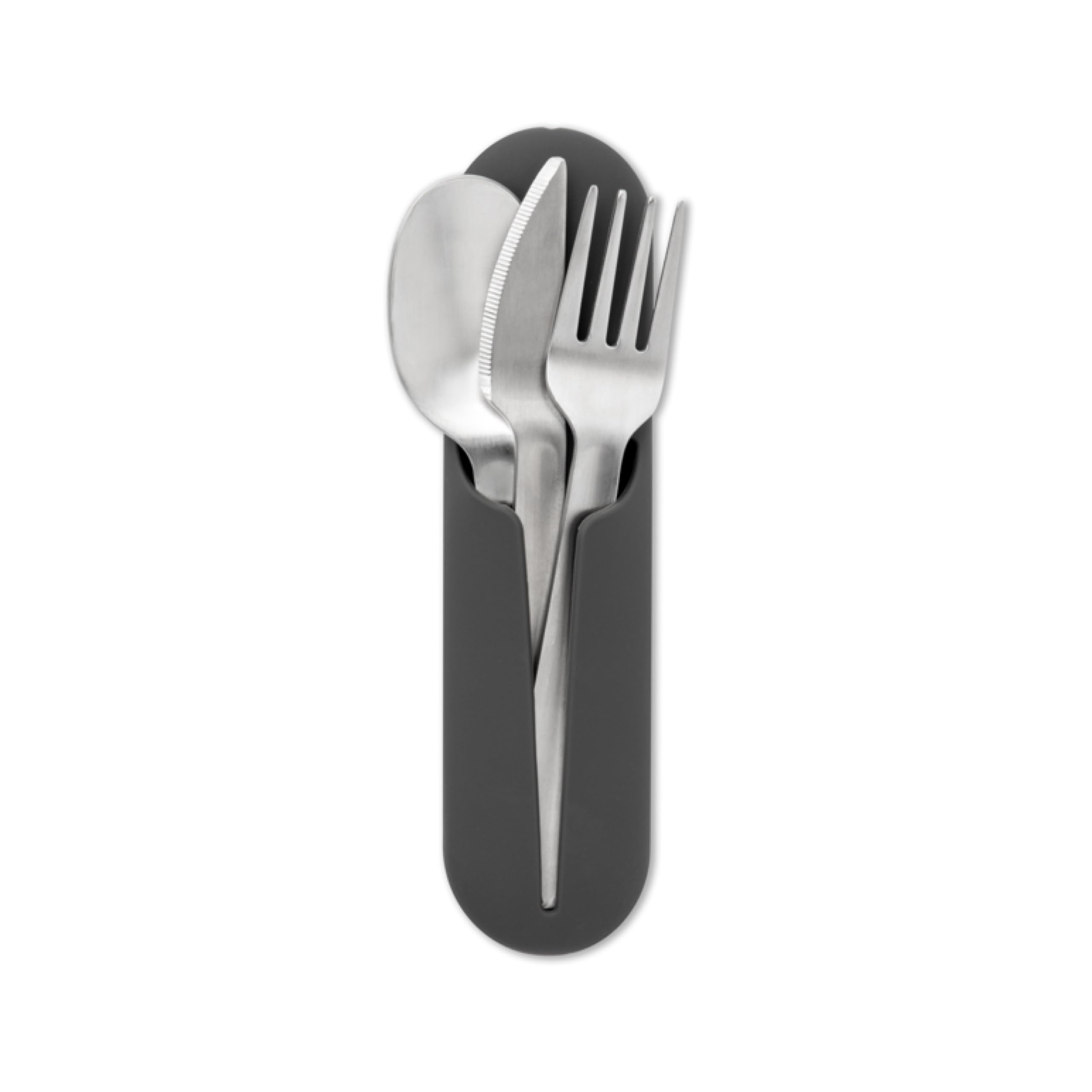 Photo 1 of W&P Porter Stainless Steel Utensils with Silicone Carrying Case | Charcoal | Spoon, Fork & Knife for Meals on the Go | Portable and Compact Set