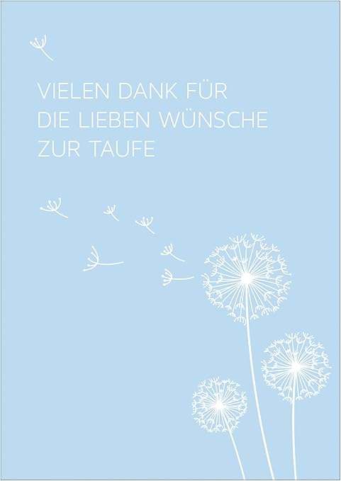 Biglietto Di Ringraziamento Per Battesimo Grazie Per I Vostri Cari Desideri Per Il Battesimo Biglietto Di Auguri Pieghevole Per Un Bambino In Blu Con Soffione Con Busta 1 Amazon It Cancelleria E Prodotti