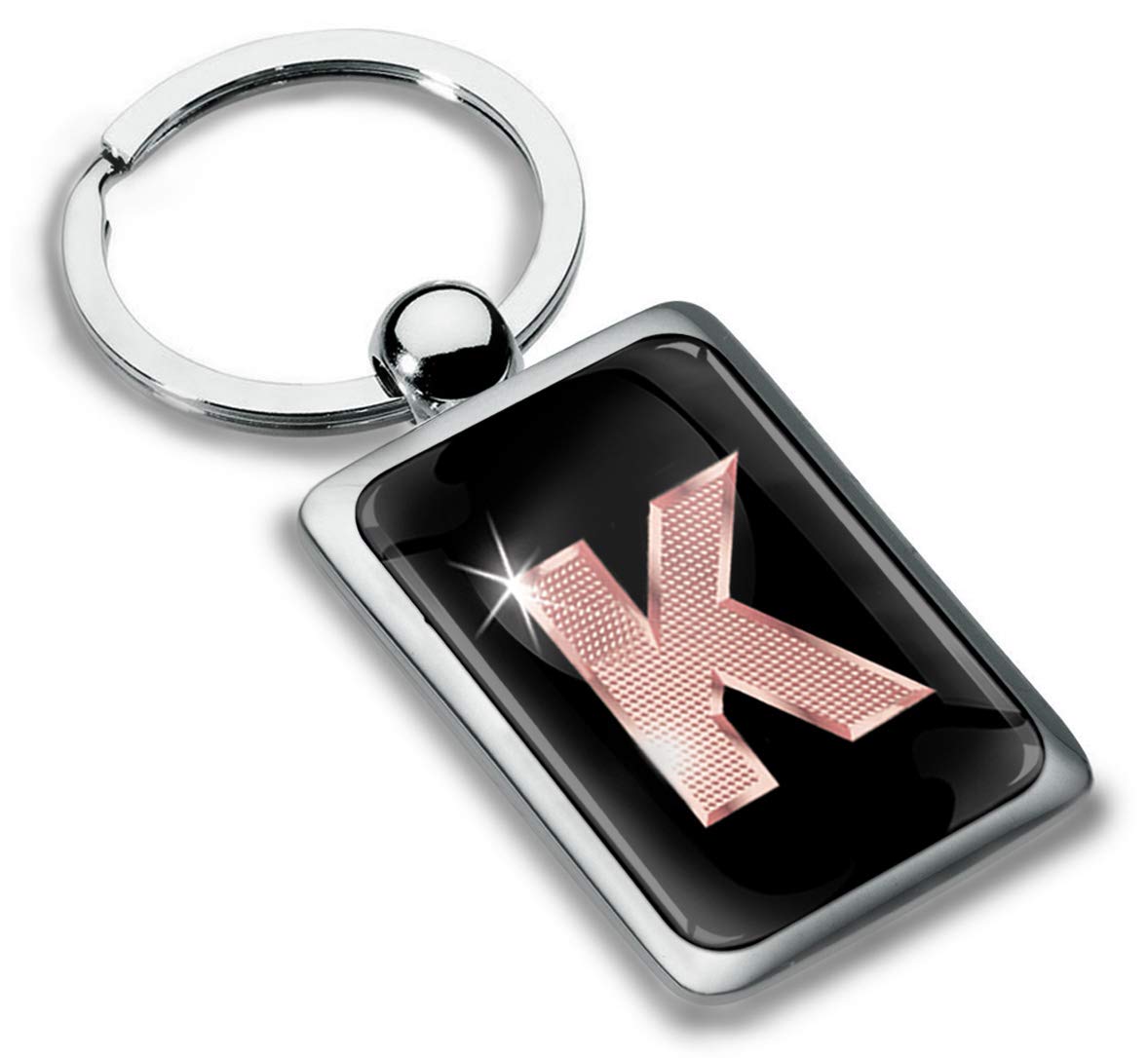 Biomar Labs® Metal Alphabet A-Z Personalised Initials Keyring Keychain Rose Gold Men Women Gift Letter K