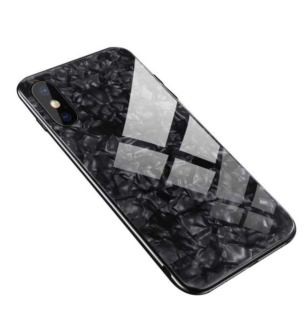 Luhuanx Case Compatible with iPhone Xs Max, Tempered Glass Case &Conch Shell Pattern Back + TPU Frame Hybrid Shell Slim Case for iPhone Xs Max in 6.5 inch,Anti-Scratch Anti-Drop