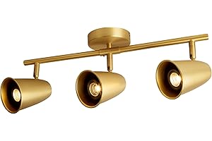 A AISILAN Asilan 21W Gold LED 3-Light Hardwired Track Lighting, with Rotating Heads 3000K Modern Interior Spotlight for Kitchen Artwork and Living Room Accent Lighting
