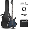 Ktaxon Flame Design Electric Guitar, 36-inch Beginner Electric Guitar Kit with 20 Watt AMP, Tremolo Bar, Portable Bag, Shoulder Strap, Cable & Wrench Tool (Blue)