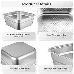 BOSREROY 34.8CM Stainless Steel Square Colander and