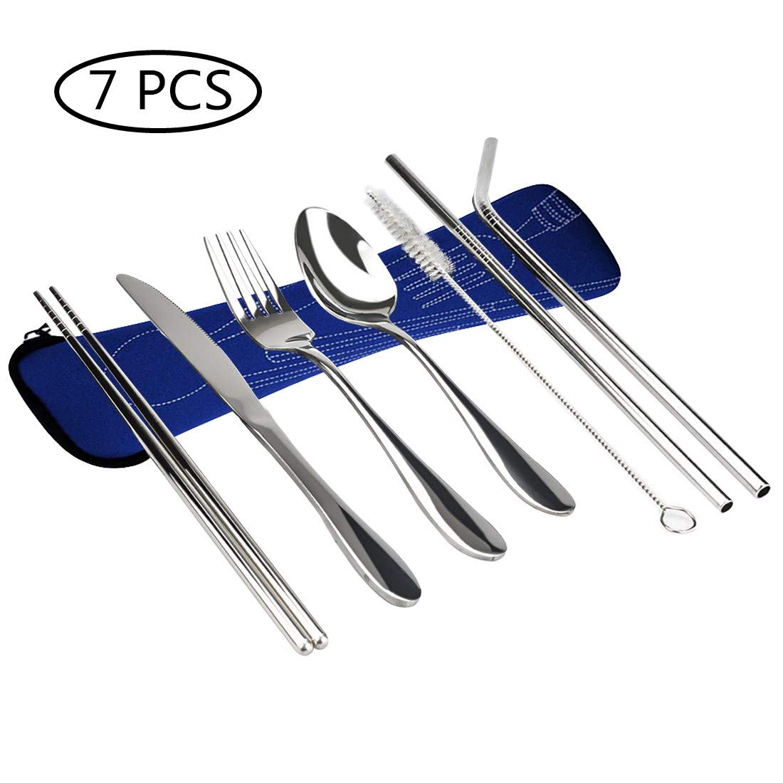 7pcs Silverware Reusable Utensil Flatware Cutlery Set Traveling Picnic