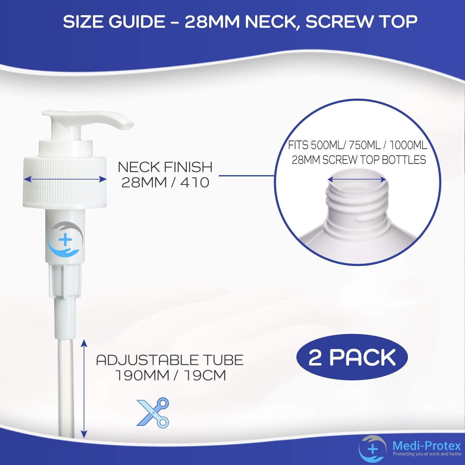 Shampoo Pump Dispenser 1000ml 750ml 500ml Pump Dispenser (2 Pack). Fits Wide Range Shampoo and Conditioner Dispenser. No More Morning Bed Head Pumps Fit 28mm Standard Screw Top Bottles - Image 4