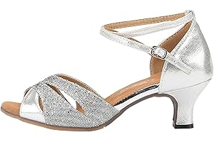Women'S Satin Latin Dance Ballroom Sa𝚕sa Practice Shoes Fashionable Shiny Rhinestone Women'S High Heels Sandals Comfortable 