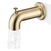 Sperwoesy Slip-On Tub Spout with Diverter Long for Bathtub Spout, Fit for 1/2 Inch Slip Pipe, Brushed Gold