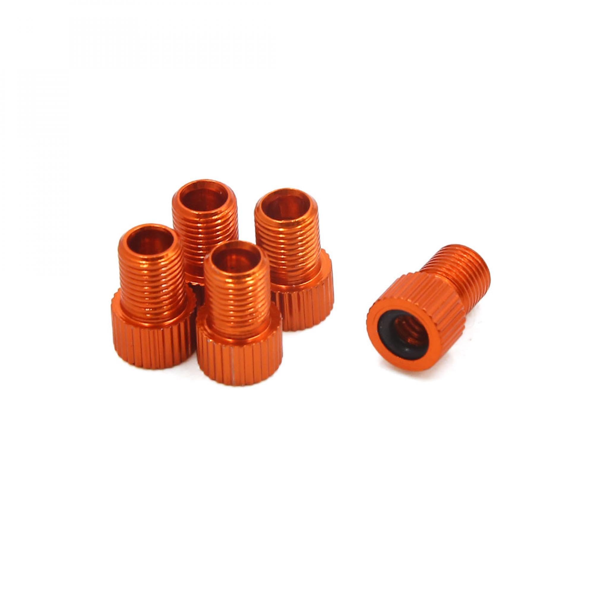 sourcingmap 5Pcs Orange Aluminum Alloy Bike French to American Tire Valve Adapter