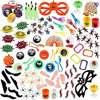 FUNNISM 105 Pieces Halloween Toys Assortment Halloween Party Favor, School Classroom Rewards, Trick Treating, Halloween Miniatures, Halloween Prizes