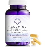 Relumins 1650mg L-Glutathione Complex with Hyaluronic, Alpha Lipoic, Rose HIPS, Vitamin E & Riboflavin – Antioxidant Support, Perfect for Achieving a New Year, New You Glow, Made in USA – 90 Capsules