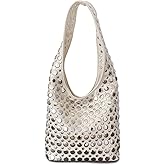 Qiannaura Y2K Hobo Shoulder Bag Punk Studded Top Handle Bag for Women Tote Handbag Fall Trend Purse