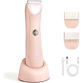 Riokko Bikini Trimmer for Women with LED Light and IPX7 Waterproof Dual Charging, Skin-Safe Cordless Pubic Hair Shaver with Battery Indicator