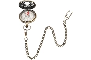 VILLCASE Vintage Pocket Compass, Brass Bronze Compass, Classic Portable Push Open Compass On Chain for Hiking, Camping, Motor