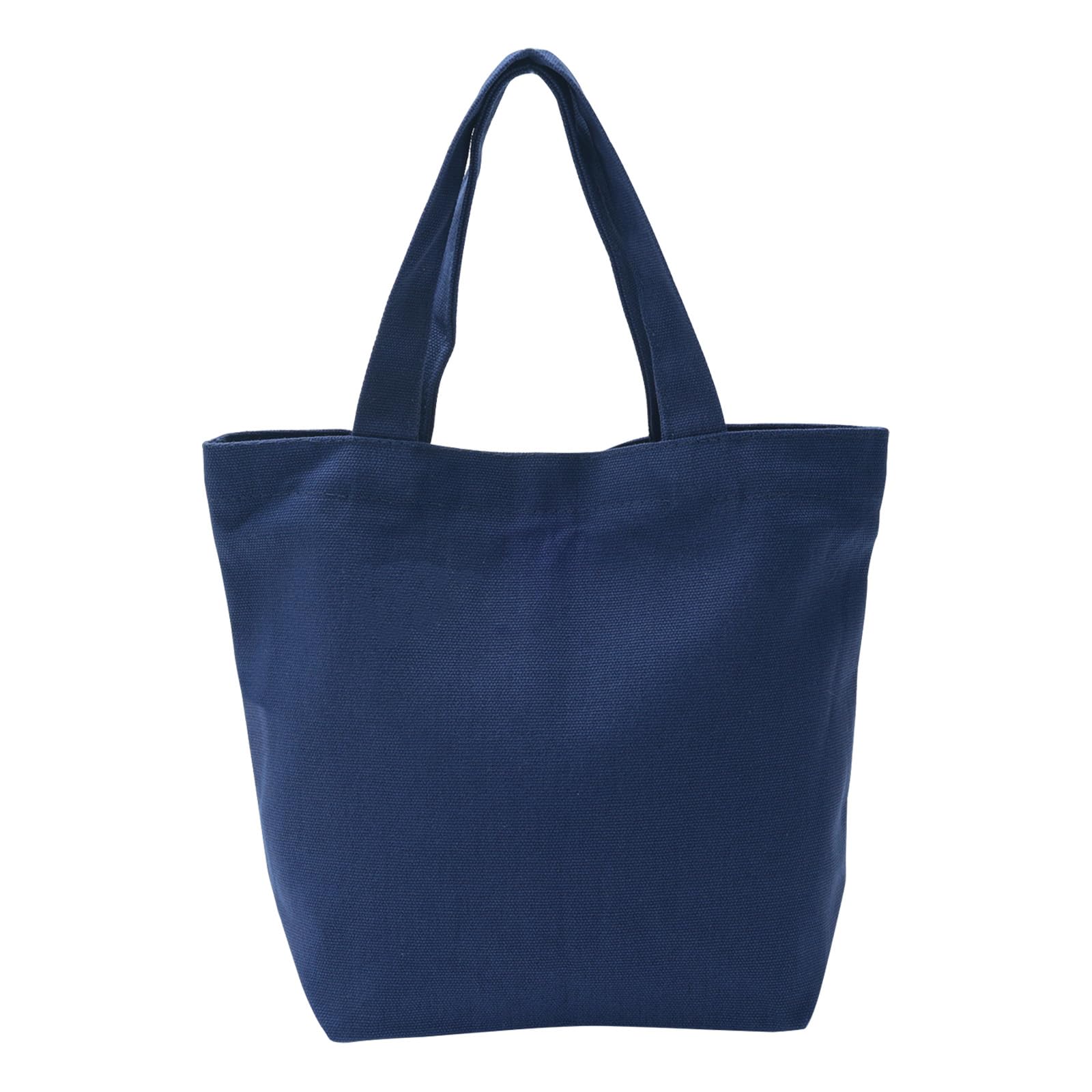 PATIKIL Canvas Tote Bag for Women, Small Canvas Bag with Handles Bulk Cotton Sturdy Reusable Mini Lunch Tote Bag Washable DIY for Personalized Crafts Vinyl Dye Gifts Lunch Bento, Dark Blue